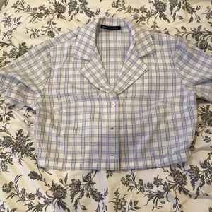 Brandy Melville Flannel Button Crop Top